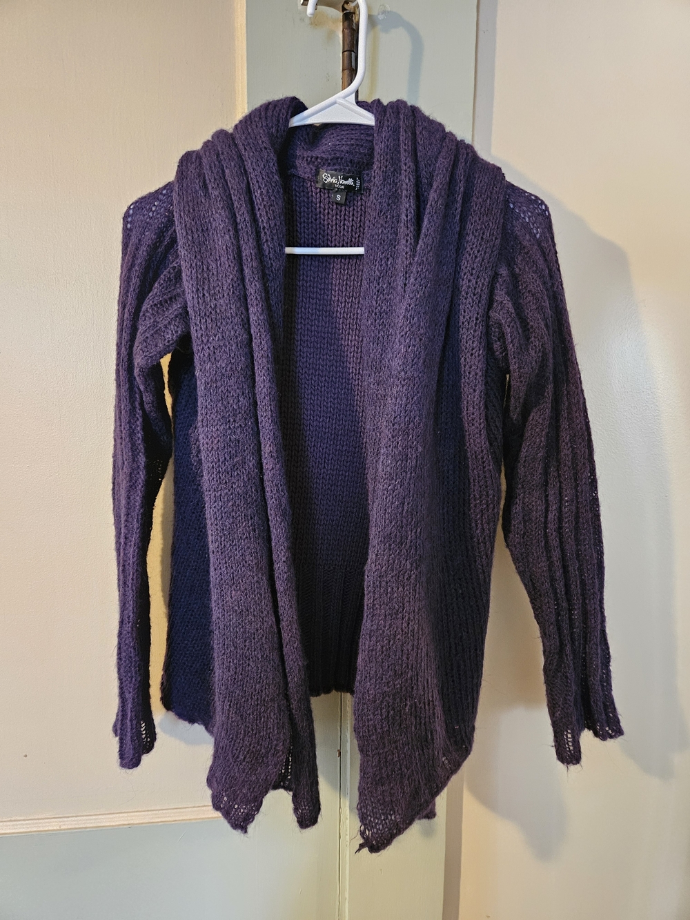 Silvia NOVELLI Plum Open-Front Knit Cardigan
